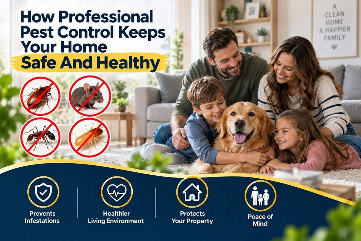 Professional pest control treatment keeping a home safe and healthy